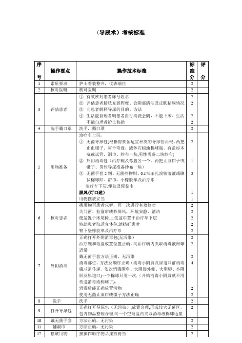 导尿术考核评分标准