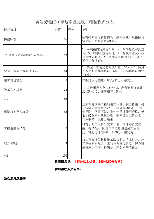 光缆工程验收评分表