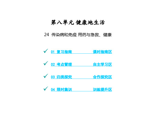 人教版八年级下册生物课件第八单元 健康地生活24 传染病和免疫 用药与急救、健康 复习(共54张PPT)