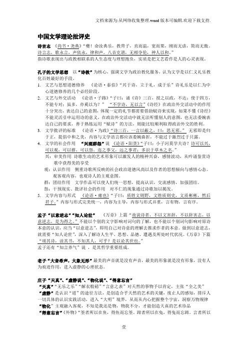 中国文学理论批评史考试重点笔记