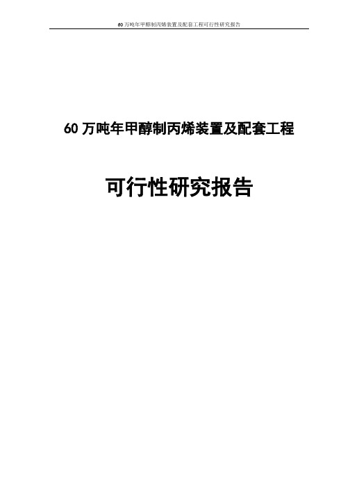 60万吨年甲醇制丙烯装置及配套工程可行性研究报告