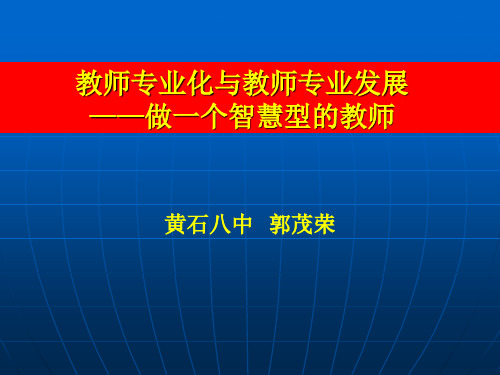 教师专业化与教师专业发展做一个智慧型的教师