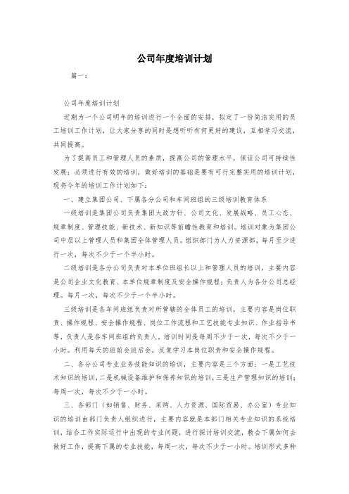 公司年度培训计划