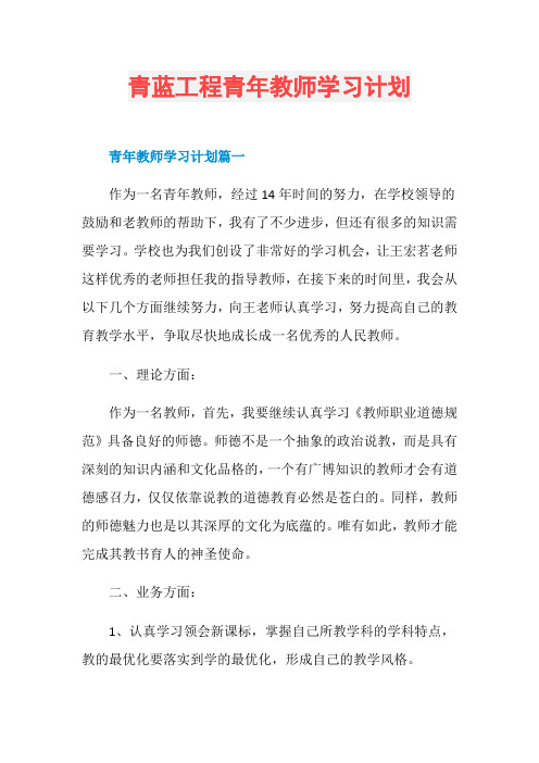 青蓝工程青年教师学习计划