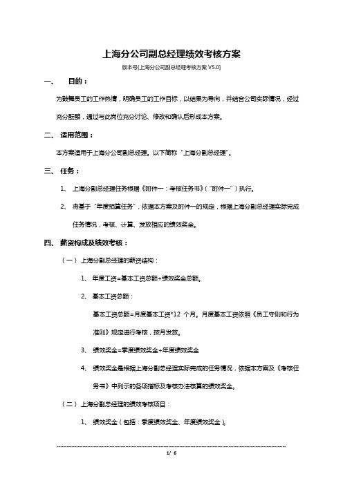 美国上市K12青少年教育集团上海分公司副总经理绩效考核方案