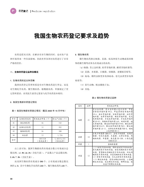 我国生物农药登记要求及趋势