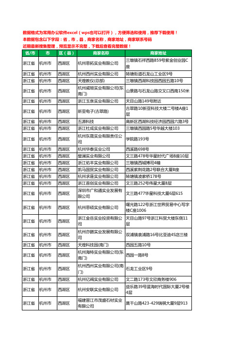 2020新版浙江省杭州市西湖区实业有限公司工商企业公司商家名录名单黄页联系电话号码地址大全155家