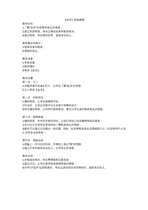 《追寻》歌曲教案