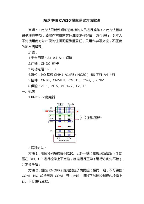 东芝电梯CV620慢车调试方法默者