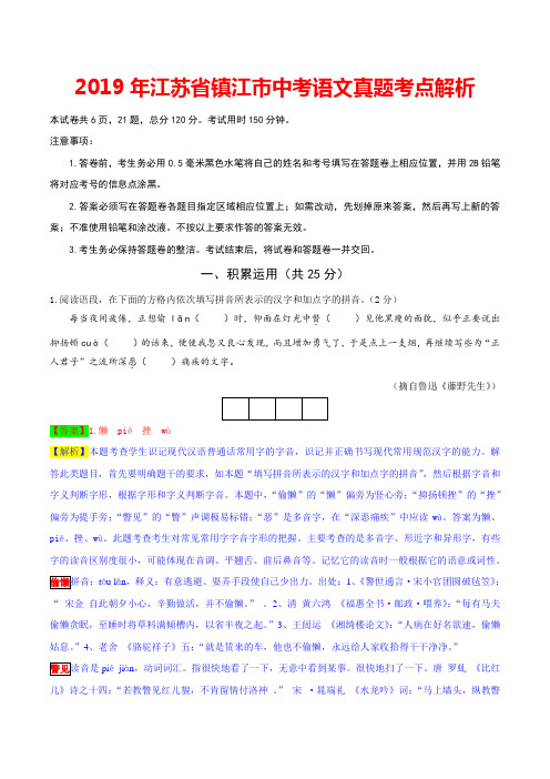 2019年江苏省镇江市中考语文试题(word版,含解析)