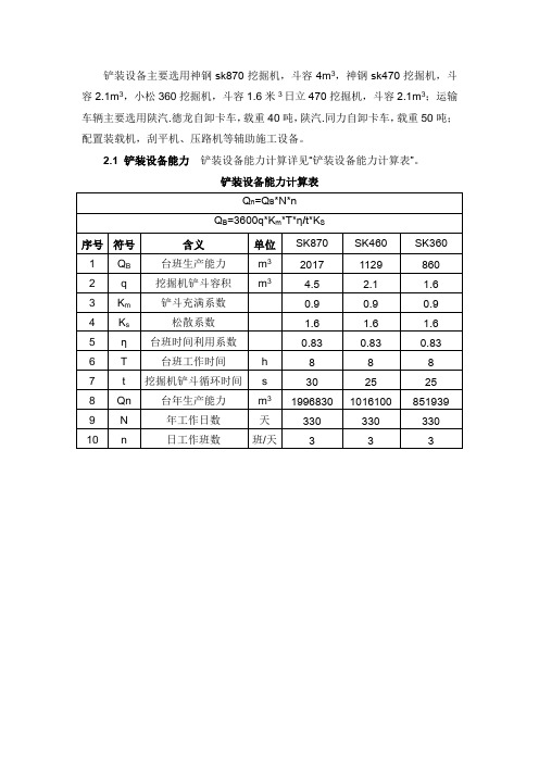 矿山设备生产能力计算