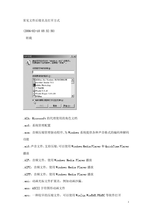 常见文件后缀名及打开方式