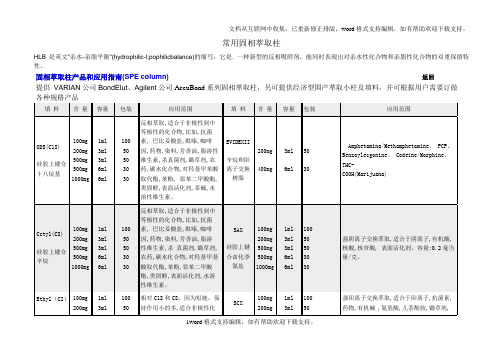 常用固相萃取柱