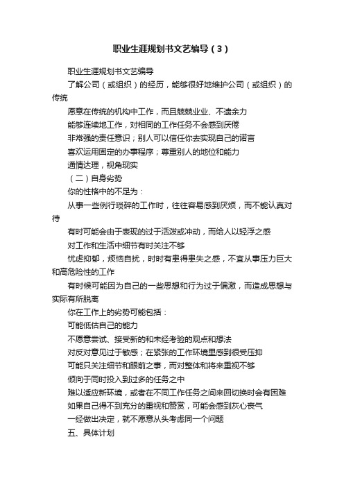 职业生涯规划书文艺编导（3）