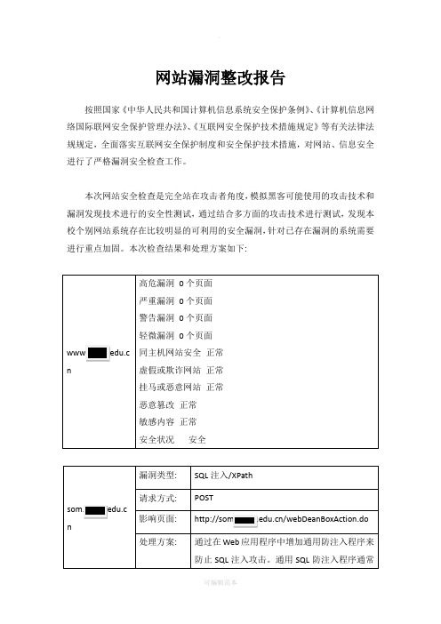 网站漏洞整改报告