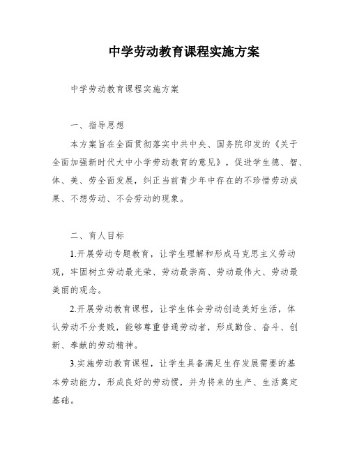 中学劳动教育课程实施方案