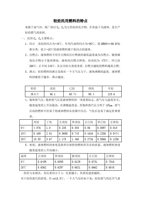 轻烃民用燃料的特点