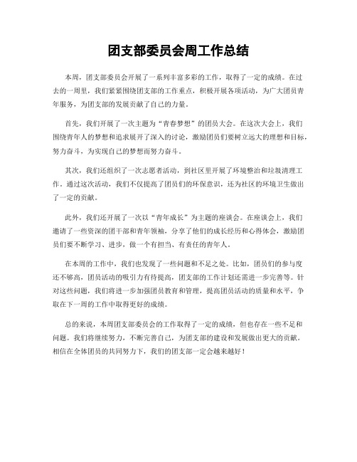 团支部委员会周工作总结