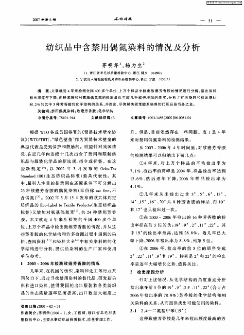 纺织品中含禁用偶氮染料的情况及分析