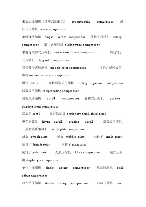 空压机英文名称