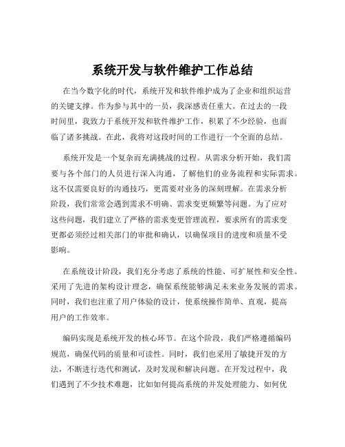 系统开发与软件维护工作总结