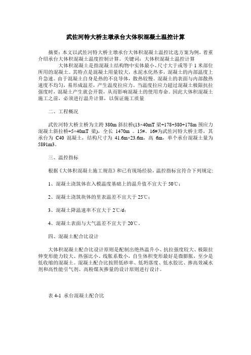 武佐河特大桥主墩承台大体积混凝土温控计算