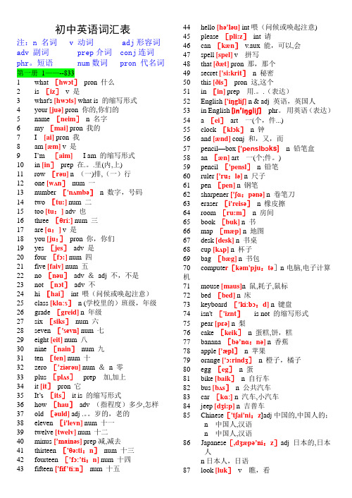 初中英语单词表大全2182个带音标