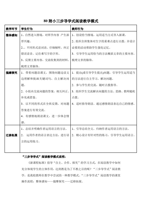 三步导学式阅读教学模式