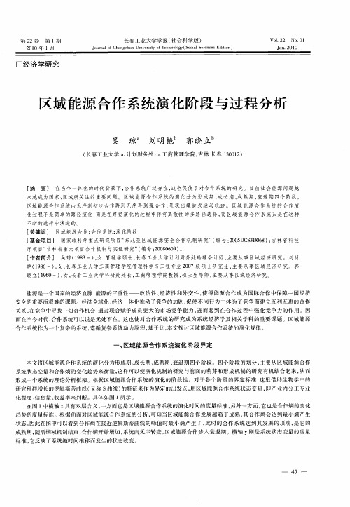 区域能源合作系统演化阶段与过程分析