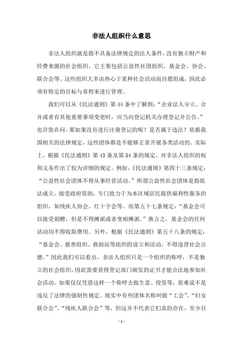 非法人组织什么意思