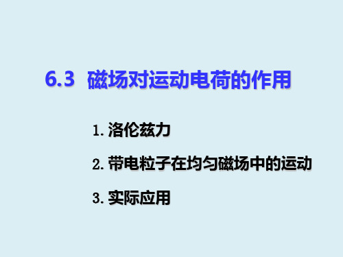 磁场对运动电荷的作用