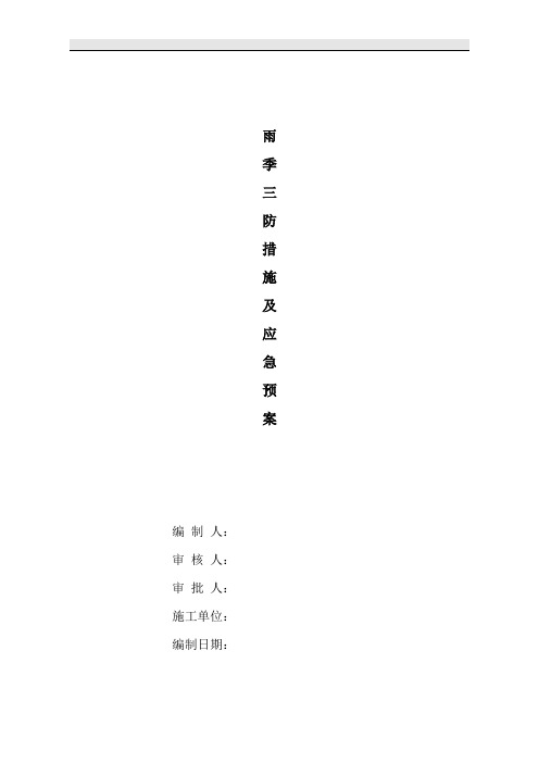 (深基坑工程)雨季三防措施及应急预案