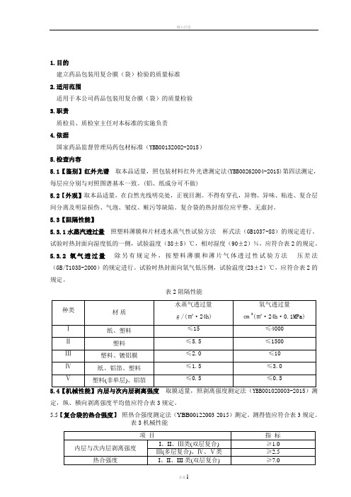 镀铝复合膜袋质量标准