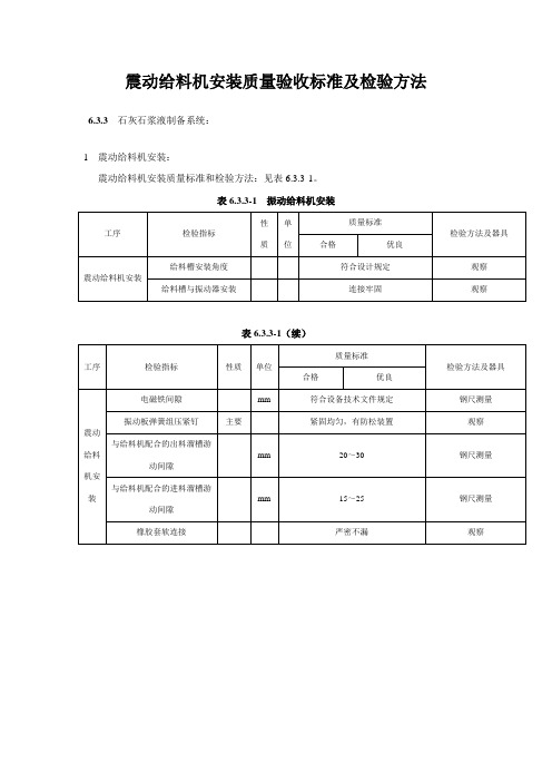 震动给料机安装质量验收标准及检验方法