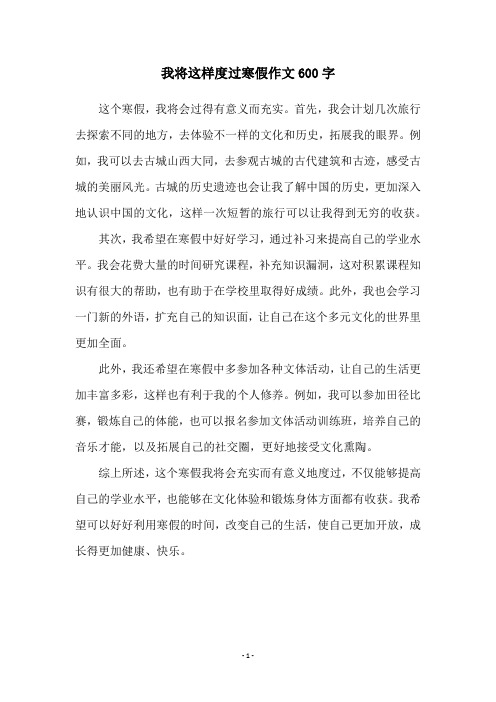 我将这样度过寒假作文600字