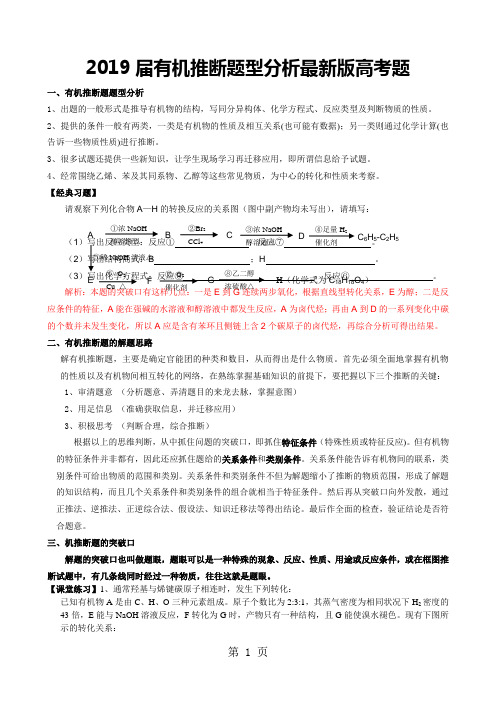 2019有机推断题高考题版共14页文档