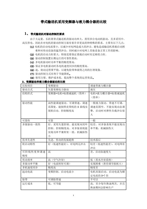 带式输送机采用变频器与液力耦合器的比较