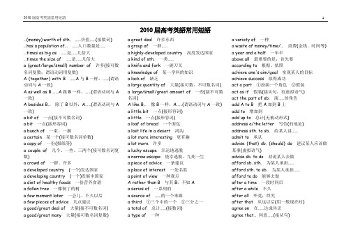 【经典】2010届高考全部英语短语