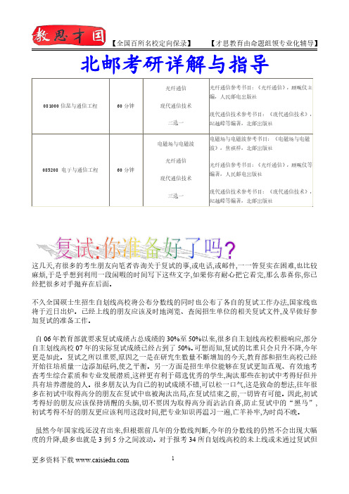 2016年北京邮电大学通信工程考研、复试真题,考研真题,考研大纲,考研笔记,考研经验