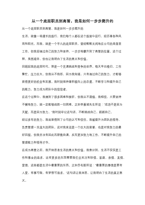 从一个底层职员到高管,我是如何一步步爬升的