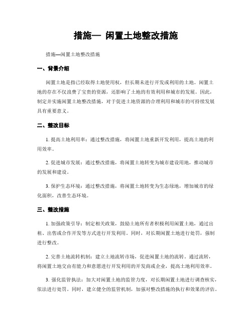 措施— 闲置土地整改措施