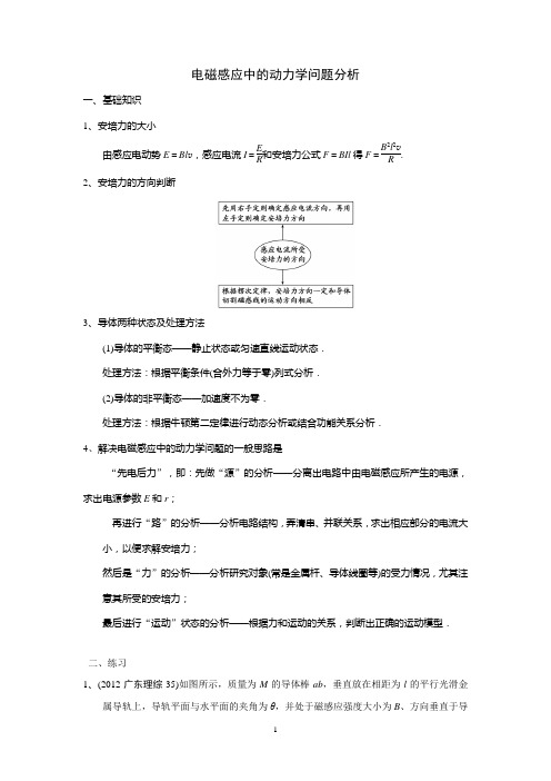 (无答案)电磁感应中的动力学问题