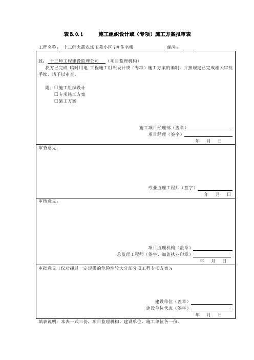 (2014版)施工组织设计施工方案报审表