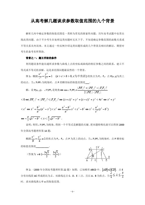 在解析几何中求参数范围的9种方法