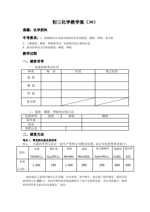 化学肥料教学案30