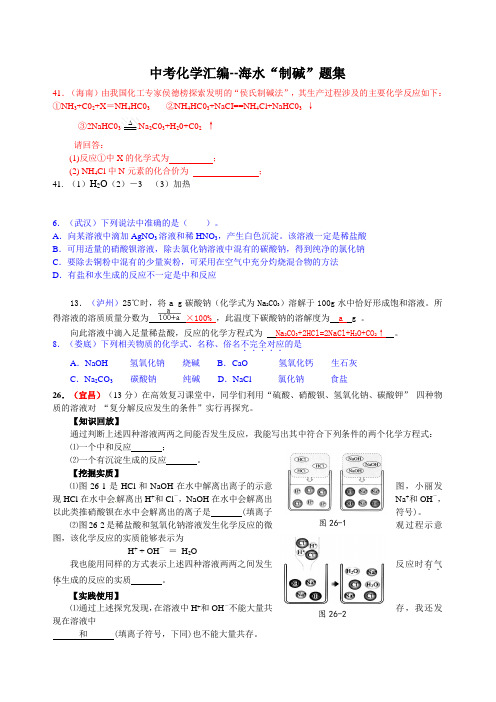 初三化学海水制碱题集