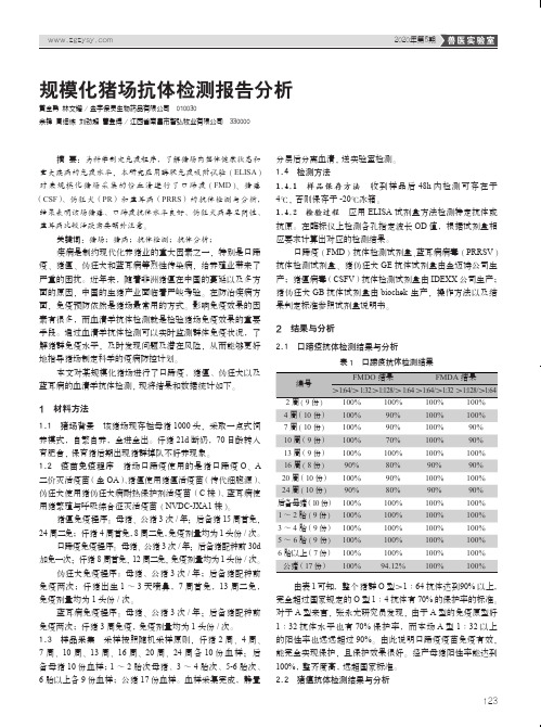 规模化猪场抗体检测报告分析