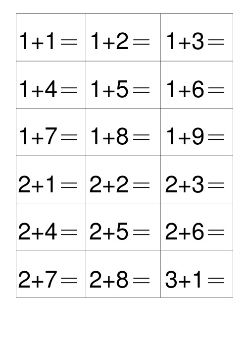 一年级数学卡片(10以内加减法)