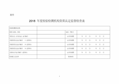 18年度检验检测机构资质认定监督检查表