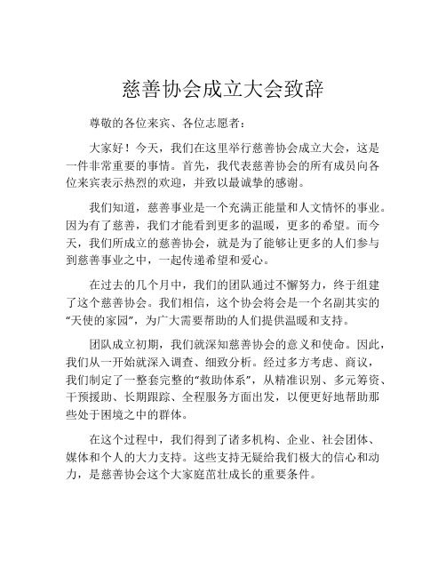 慈善协会成立大会致辞